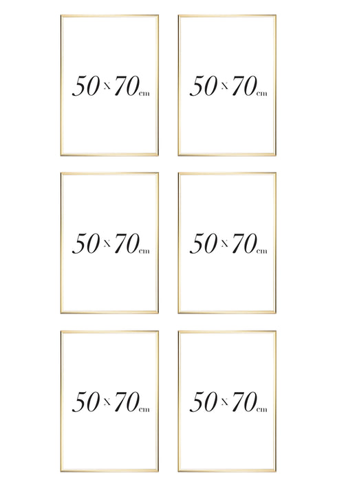 Set Of 6 Gold Metallic Frames 50x70cm